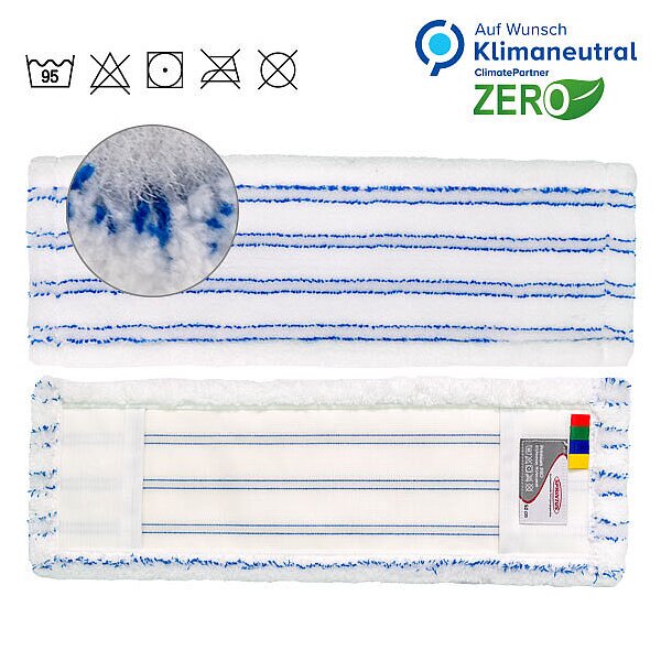 Premium PRO 40 cm Mikrofasermopp weiß/blau, Alle mit 4-Farbcodierung