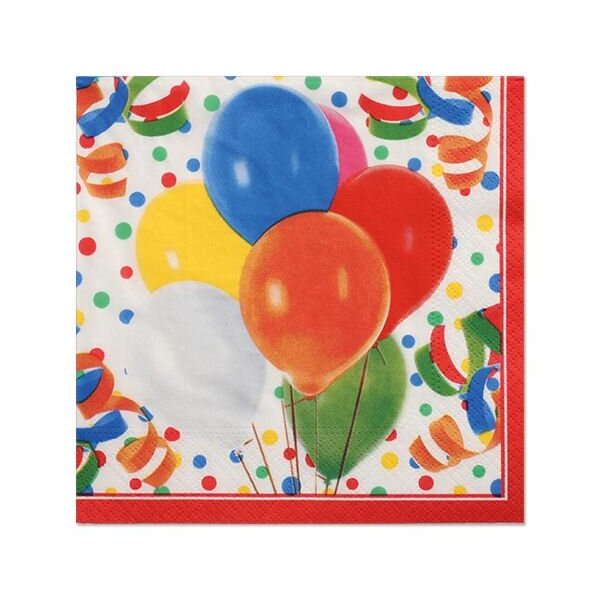 Servietten, 3-lagig 1/4-Falz 33 x 33 cm "Lucky Balloons" (Karton 600 Stk)