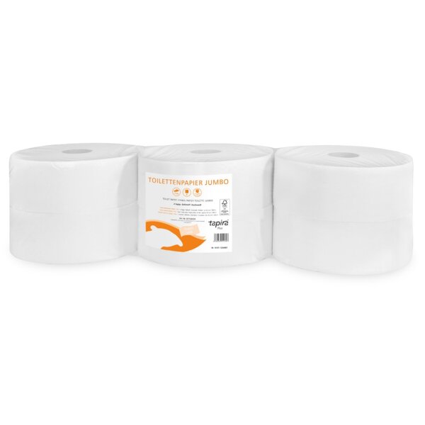 TAPIRA plus Toilettenpapier Jumborolle, 2lg, (6 Rollen)