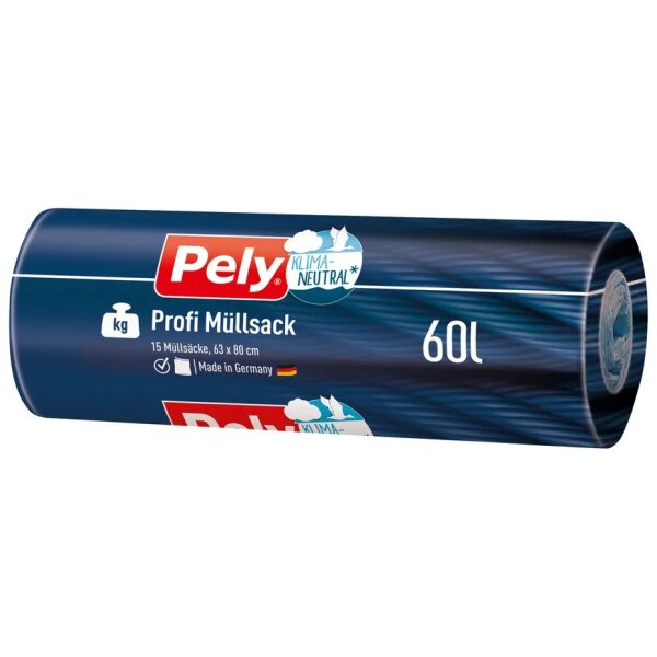 Pely®clean Profi-Müllbeutel blau mit Verschlussband 60 L (13 Rollen a 15 Säcke)