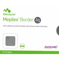 MEPILEX Border Ag Schaumverband steril 7 x 7,5 cm, 5...