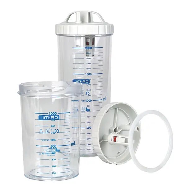 Absaugbehälter - 2 Liter, mit Deckel und Überlaufsicherung, autoclavierbar bis 120 °C