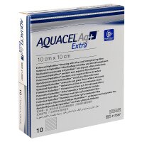 AQUACEL Ag+ Extra Wundauflage 10x10cm, 10 Stück
