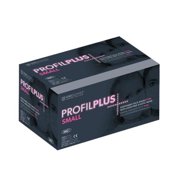Unigloves Profilplus, 3- lagiger Mundschutz , rosa, smal, Typ II R (50 Stück)
