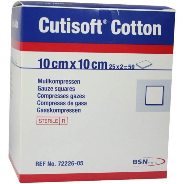 Cutisoft Cotton, 10 x 10 cm, steril, Packung mit 25 x 2 Stück