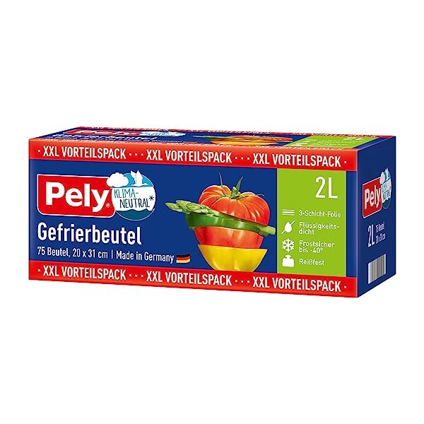 Pely® Gefrierbeutel, 2 Liter, (75 Stück per Rolle)
