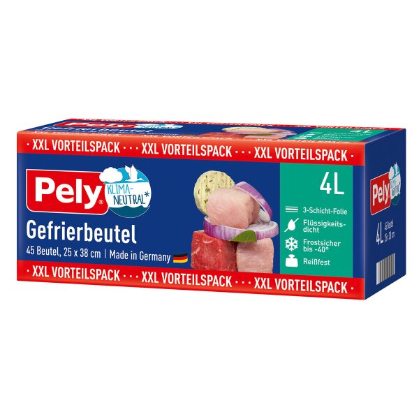 Pely® Gefrierbeutel, 4 Liter, (45 Stück per Rolle)