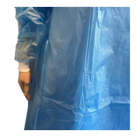 Medi-Inn PP-Schutzkittel | mit Trikotbündchen, PE-Vollbeschichtung, Größe L, 139 x 139 cm blau, 10 Stück