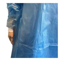 PP-Schutzkittel | mit Trikotbündchen, PE-Vollbeschichtung, Größe L, 139 x 139 cm blau, 10 Stück