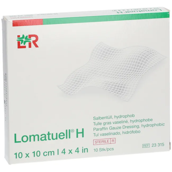 Lomatuell H Salbentüll, hydrophob, steril 10x10cm, 10 Stück