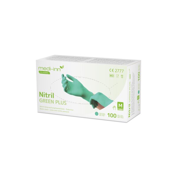 medi-inn® Einmalhandschuhe CLASSIC Nitril puderfrei GREEN PLUS, (10x100 Stück)