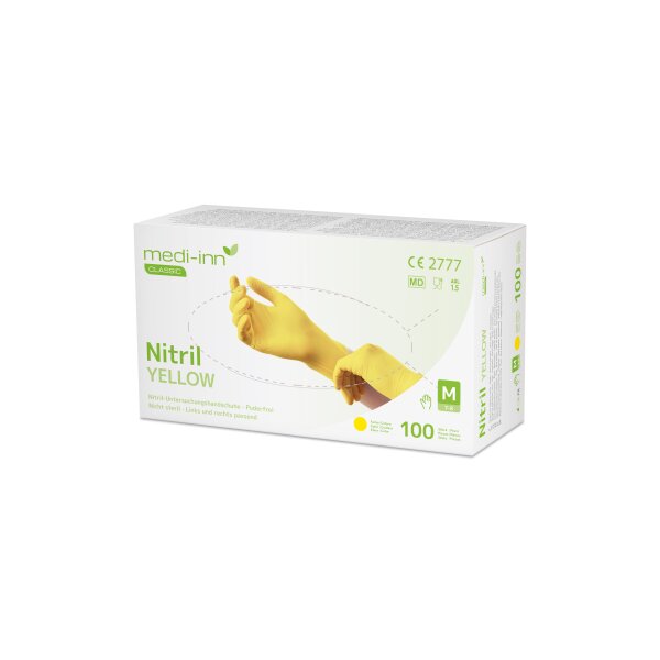 medi-inn® Einmalhandschuhe CLASSIC Nitril puderfrei YELLOW, (10x 100 Stück)